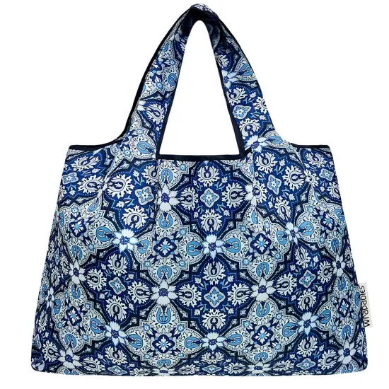 Wrapables Large Foldable Tote Nylon Reusable Grocery Bags, Floral Mosaic {3}
