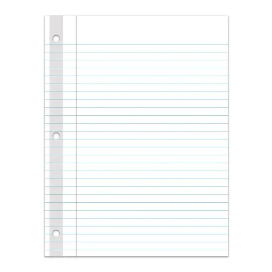 Reinforced 3-Hole Punched, Filler Paper, Wide Rule, 10.5" x 8", 100 Sheets Per Pack, 6 Packs {4}