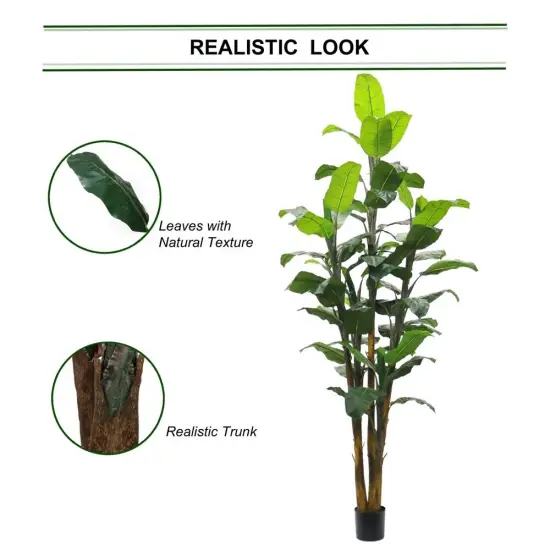 Luxurious 84-Inch Faux Banana Tree - Realistic Artificial Tropical Plant for Premium Home or Office Decor, Floral Home by Artificial Flowers {5}