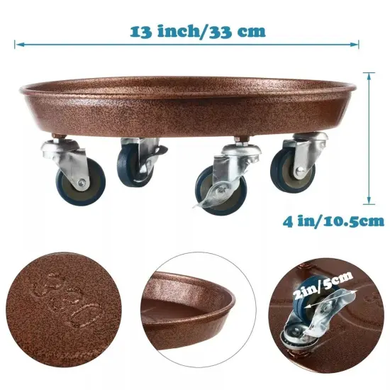3 Packs Metal Plant Caddy with Wheels 13" Rolling Plant Stand Heavy Duty Plan {4}