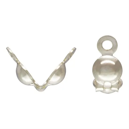 JewelrySupply Clam Shell Bead Tip 3.5mm Cup with Double Loop Sterling Silver (Pack or 10) {5}
