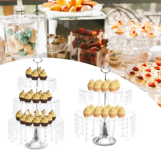 Cupcake Plates Holder Crystal Metal Wedding Party Dessert Stand Round 4 PCS {4}