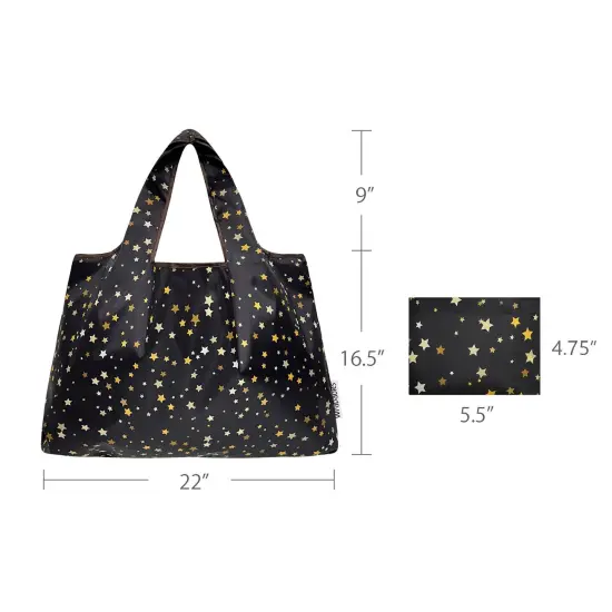 Wrapables Large Foldable Tote Nylon Reusable Grocery Bags, Shining Stars {2}