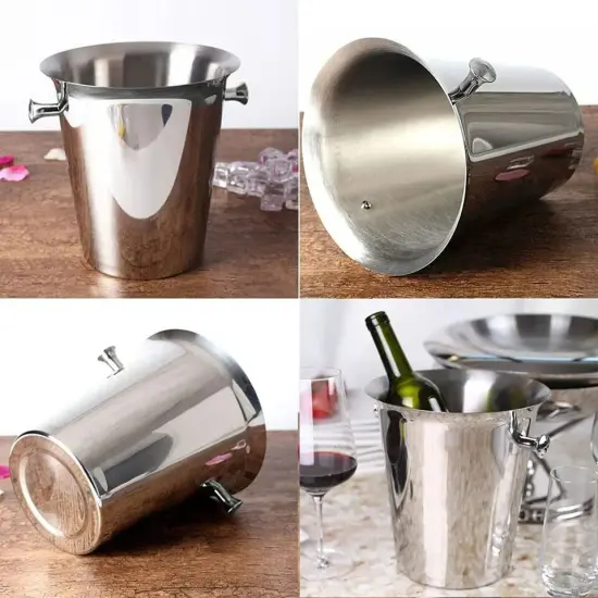 Stainless Steel Party Champagne Bucket Wine Beer Ice Cooler Bucket with Stand {5}