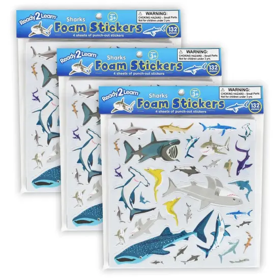 Foam Stickers - Sharks -132 Per Pack - 3 Packs {1}