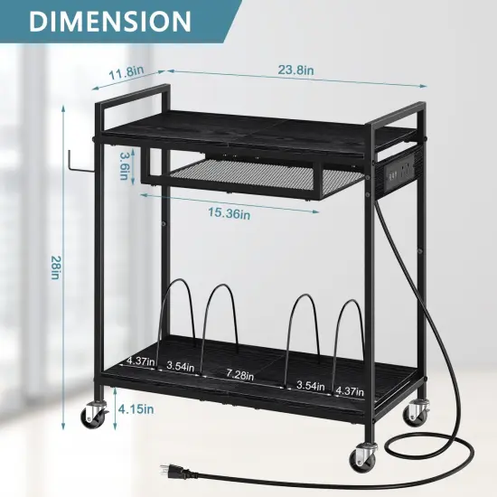 Vinyl Record Stand 2 Tier Record Player Table Stand Black {2}