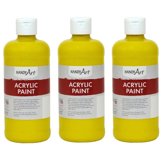 Acrylic Paint 16 oz, Chrome Yellow, Pack of 3 {1}