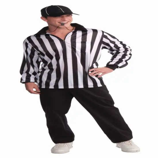 Referee Costume Shirt & Hat Adult Size Standard {1}