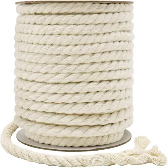 8Mm Macrame Cord, 59 Feet 3Ply Twisted Craft Cotton Rope Thick Nautical Rope for Crafts, Wall Hangings, Plant Hangers, Knotting, Rope Basket Making (Beige) {2}