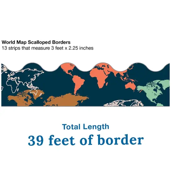 Let's Explore World Map Scalloped Border, 39 Feet Per Pack, 6 Packs {2}