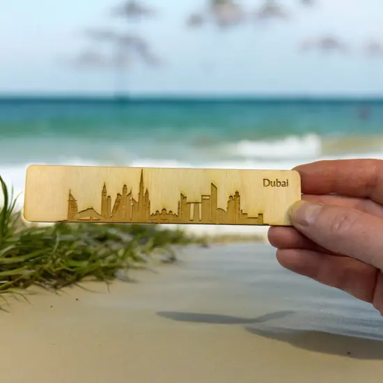 Bookmark - Dubai Skyline - Birch wood {4}