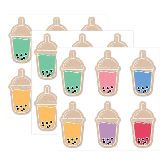 Krafty Pop! Boba Cups 6" Designer Cut-Outs, 36 Per Pack, 3 Packs {1}