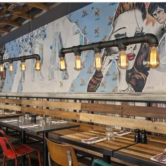 Industrial Retro Water Pipe Pendant Lamp 5-heads Steampunk Rustic Ceiling Light {3}