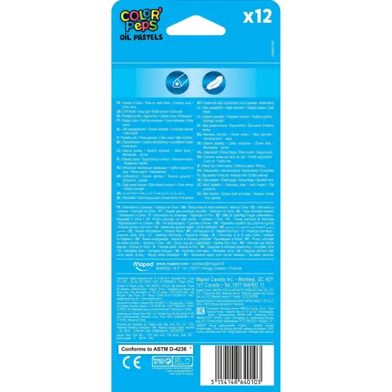 Color'Peps Triangular Oil Pastels, 12 Per Pack, 6 Packs {3}