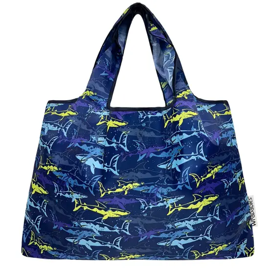 Wrapables Large Foldable Tote Nylon Reusable Grocery Bags, Jaws {3}