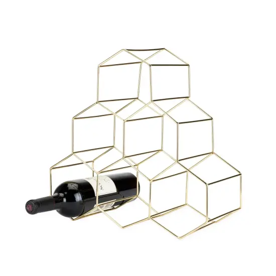 Belmont Geo 6-Bottle Counter Top Wine Rack in Gold {1}