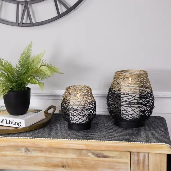 Northlight Small Woven Ombre Iron Votive Candle Holder - 6.25" - Black and Gold {4}