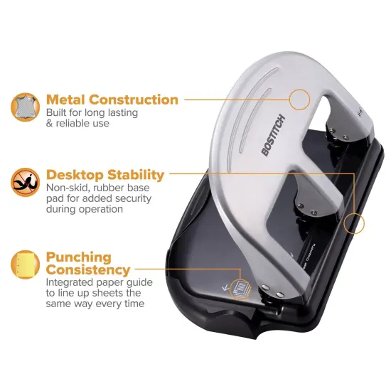 EZ Squeeze&trade; 3-Hole Punch, 40 Sheets, Silver {4}