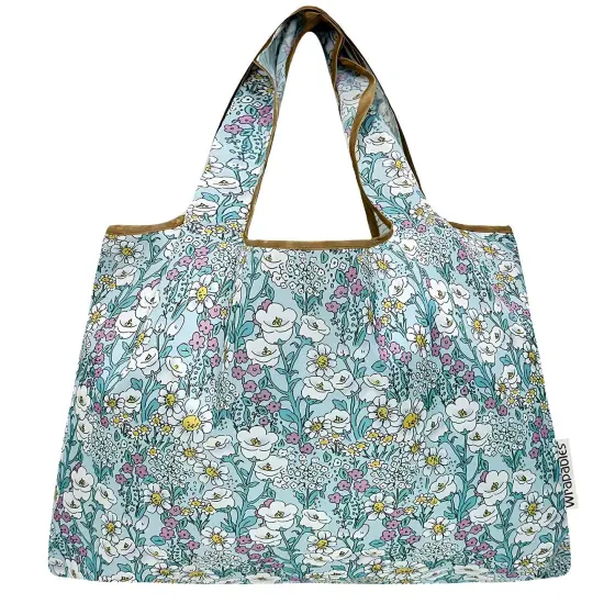 Wrapables Large Foldable Tote Nylon Reusable Grocery Bags, Spring Flora {3}