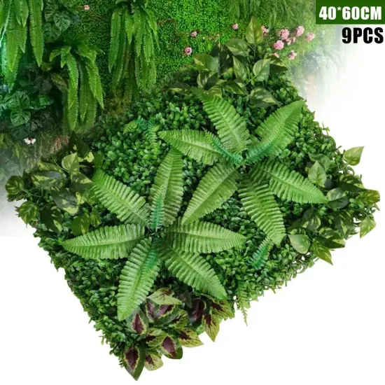 9x Artificial Mat Foliage Panel Decoration Greenery Wall Hedge Grass Fence {1}