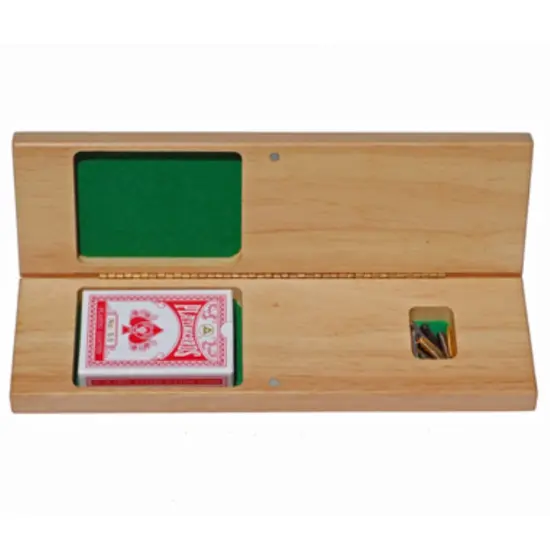 WE Games Cabinet Cribbage Set - Nautical Print - Solid Wood Continuous 3 Track Board {5}