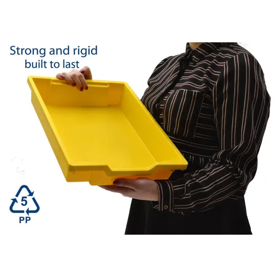 Shallow F1 Tray, Sunshine Yellow, 12.3" x 16.8" x 3", Heavy Duty School, Industrial & Utility Bins, Pack of 8 {3}