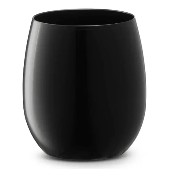 Black Elegant Stemless Plastic Wine Glasses - 12 Ounce (64 Glasses) {1}