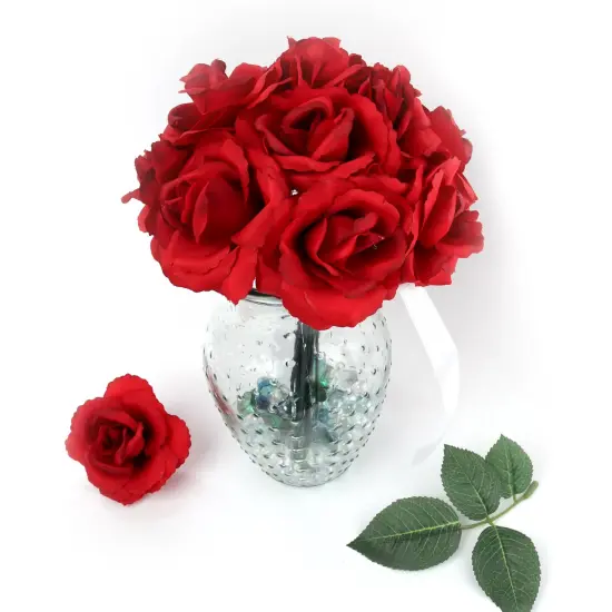 50 Elegant Dark Red Silk Roses: Ideal for Wedding Decor, Bouquets, Centerpieces, and DIY Projects {2}