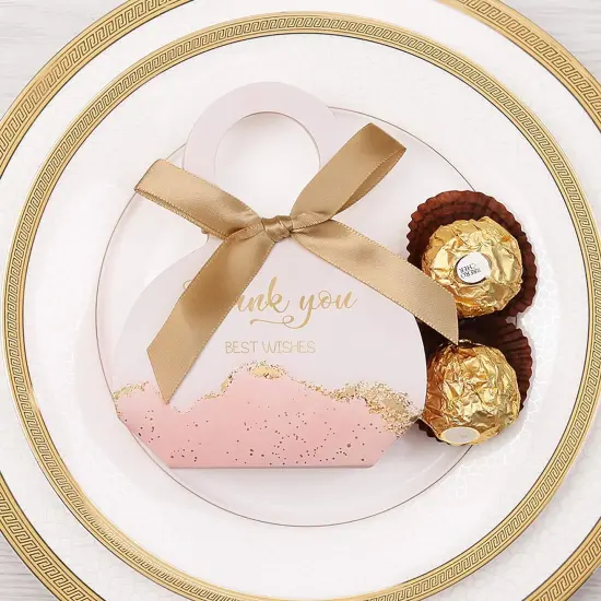 50 Pink Wedding & Party Favor Gift Boxes with Ribbons {6}