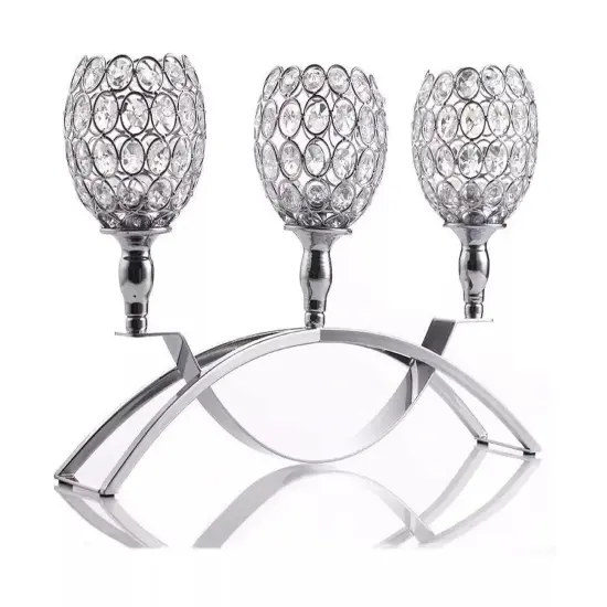 VINCIGANT 3 Arm Crystal Candle Stick Holders for Table Centerpiece {1}