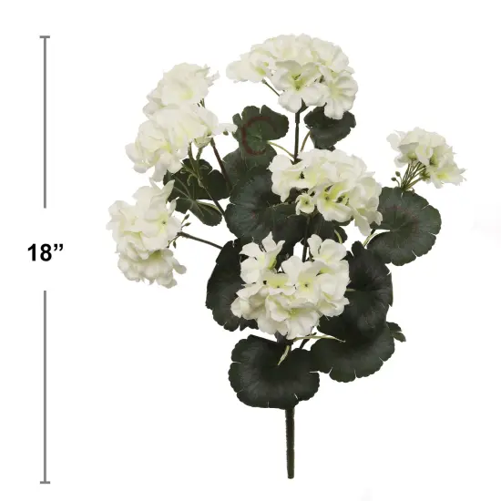 Elegant 18-Inch White Geranium Artificial Flower Bush - Premium 7-Stem Decorative Floral Arrangement with 20 Lush Leaves, Floral Home by Artificial Flowers {2}
