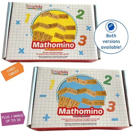 Mathomino Plus & Minus up to 20 Addition & Subtraction Wooden Math Domino Game {3}
