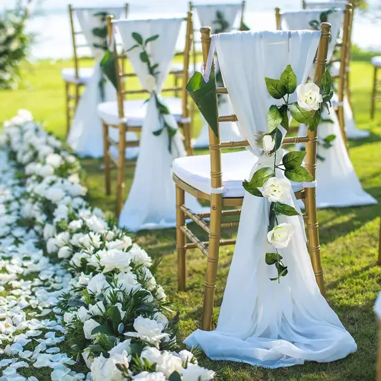 3 psc 7.5ft Fake Rose Garland Artificial Silk White Flower Vines Hanging Floral Garland {1}