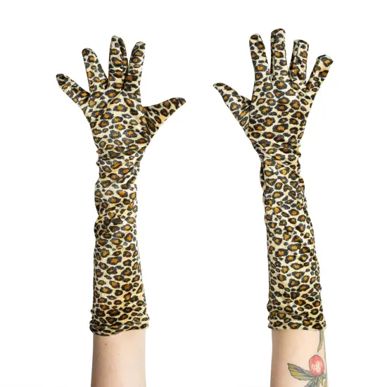 Leopard Velour 20.5 Inch Adult Costume Gloves {4}