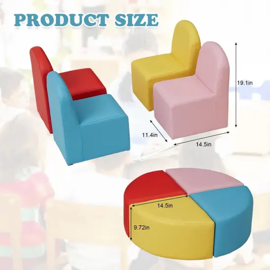 Toddler Couch Daycare Furniture - 8 Pieces Seating Set for Daycare Kids Playroom Furniture, Children Chairs Sofas Colorful Flexible Seating for Home Preschool Playroom {2}