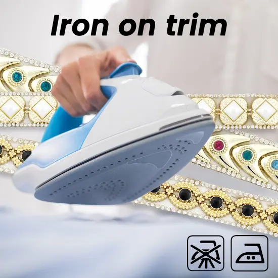 5/8" Rubina Rhinestone Iron-On, Versatile Trim, 5-Yard Cut, Multi Colors {6}