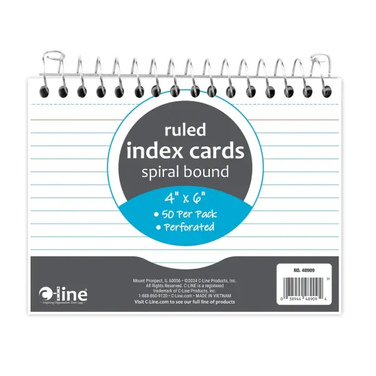 Spiral Bound Index Card Notebook, 4" x 6", Ruled, Pack of 10 {3}