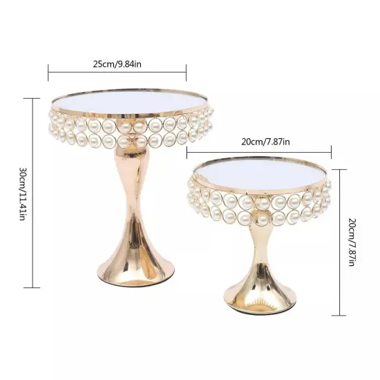 9pack Golden Cake Stand Tray 3-layer Tower Stand With Base Wedding Party Mirror {5}