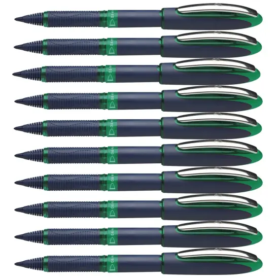 One Business Rollerball Pens, 0.6mm, Green, Pack of 10 {1}