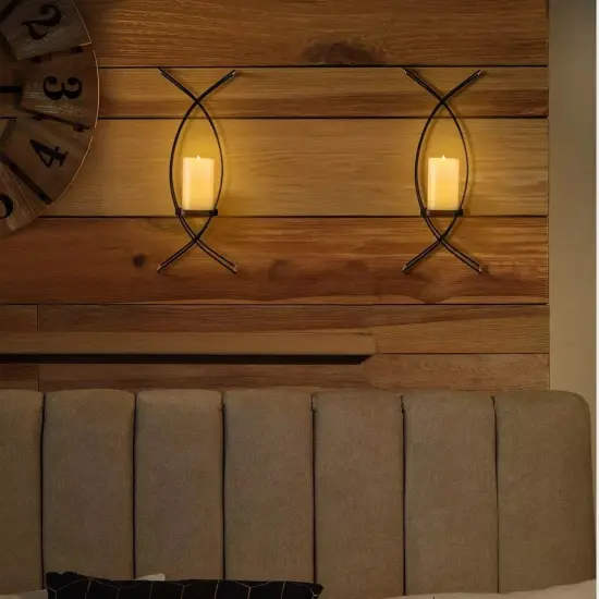 Vesici Set of Two Wall Sconces Metal Sconces Wall Candle Holder Wall Decor {4}