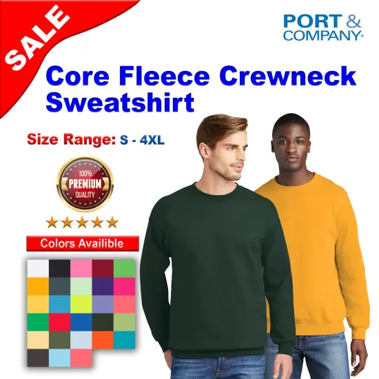 Port & Company&reg; Core Fleece Long Sleeve Crewneck Sweatshirts Dark heather grey {2}