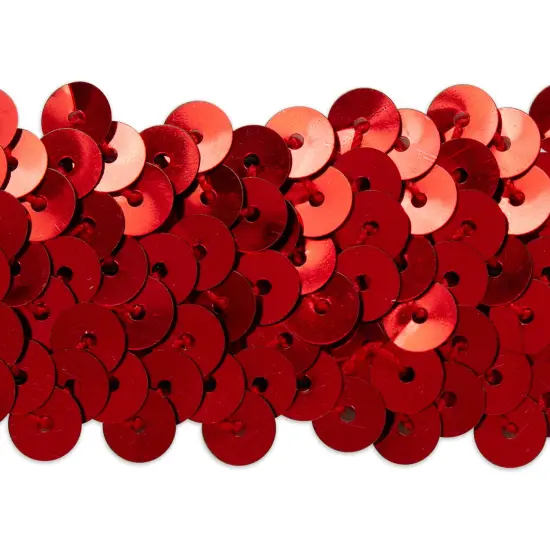 20 yards of 3 Row 1 1/4" Metallic Stretch Sequin Trim | 20 yard cut Red {1}