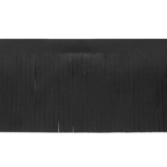 10 Yards of 4" Premium Vegan Leather Fringe Trim | 10 yard cut Black {1}