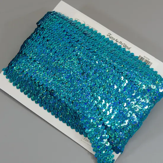 20 yards of 1 1/4" Starlight Stretch Sequin Trim | 20 yard cut AquaBlue {4}