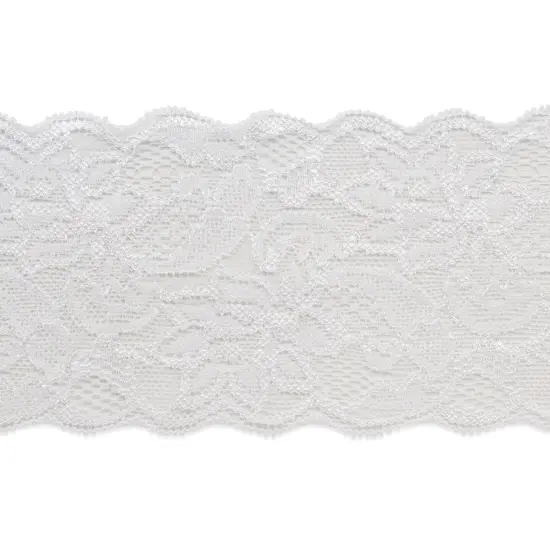 10 Yards of Breanne 3 1/4" Stretch Raschel Lace Trim | 10 yard cut White {1}