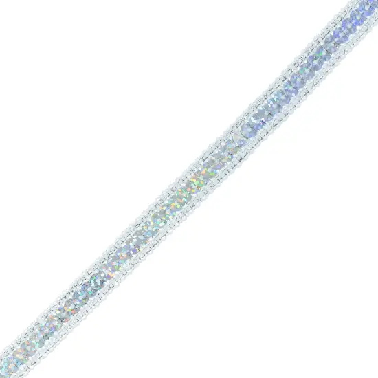 20 yards of LexSingle Row Starlight Hologram Sequin with Sparkle Edge Trim | 20 yard cut Silver {1}