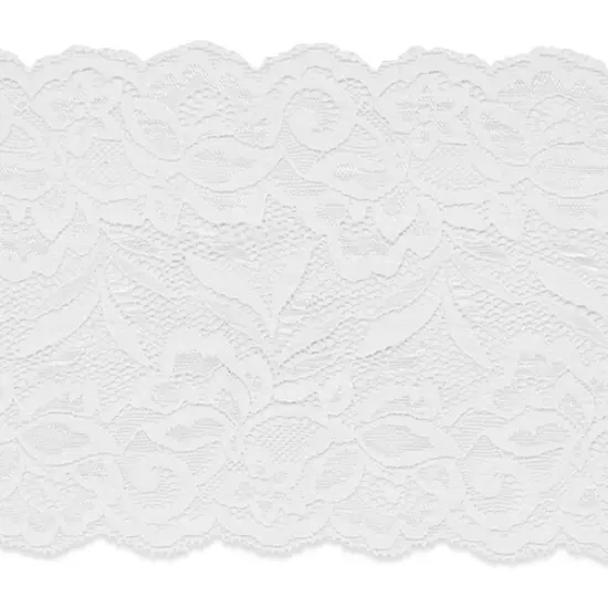 10 Yards of Brea 5 1/2" Stretch Raschel Lace Trim | 10 yard cut White {1}