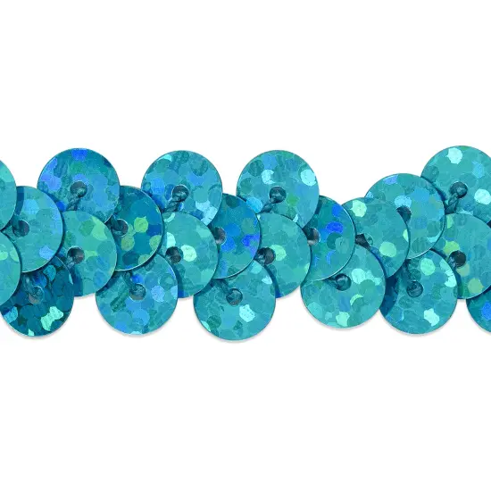 10 yards of 1 Row 3/8" Starlight Hologram Stretch Sequin Trim | 10 yard cut AquaBlue {1}