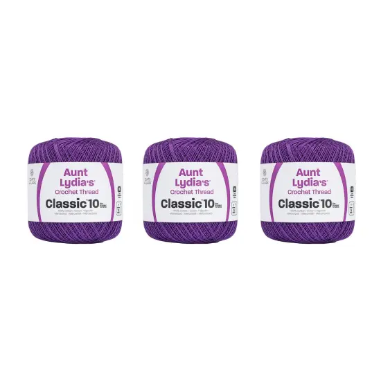 Aunt Lydia Classic Purple Crochet - 3 Pack of 350y/320m - Cotton - Gauge 10 - Crochet {1}
