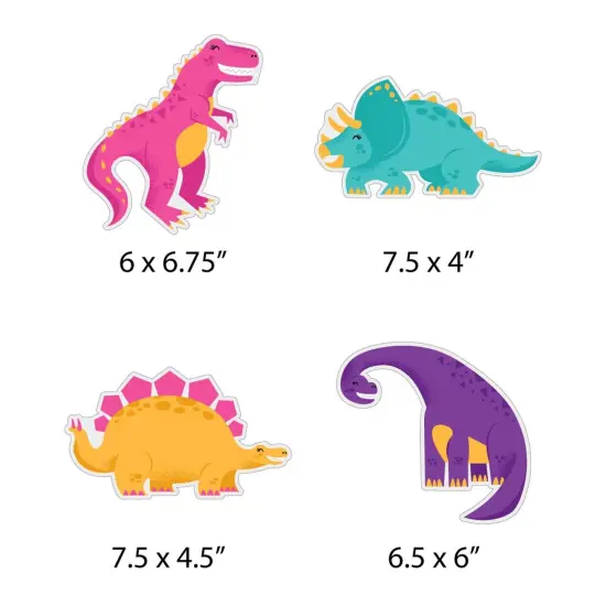 Big Dot of Happiness Roar Dinosaur Girl - T-Rex Triceratops Stegosaurus & Brontosaurus Decor DIY Dino Baby Shower or Birthday Essentials - Set of 20 {7}